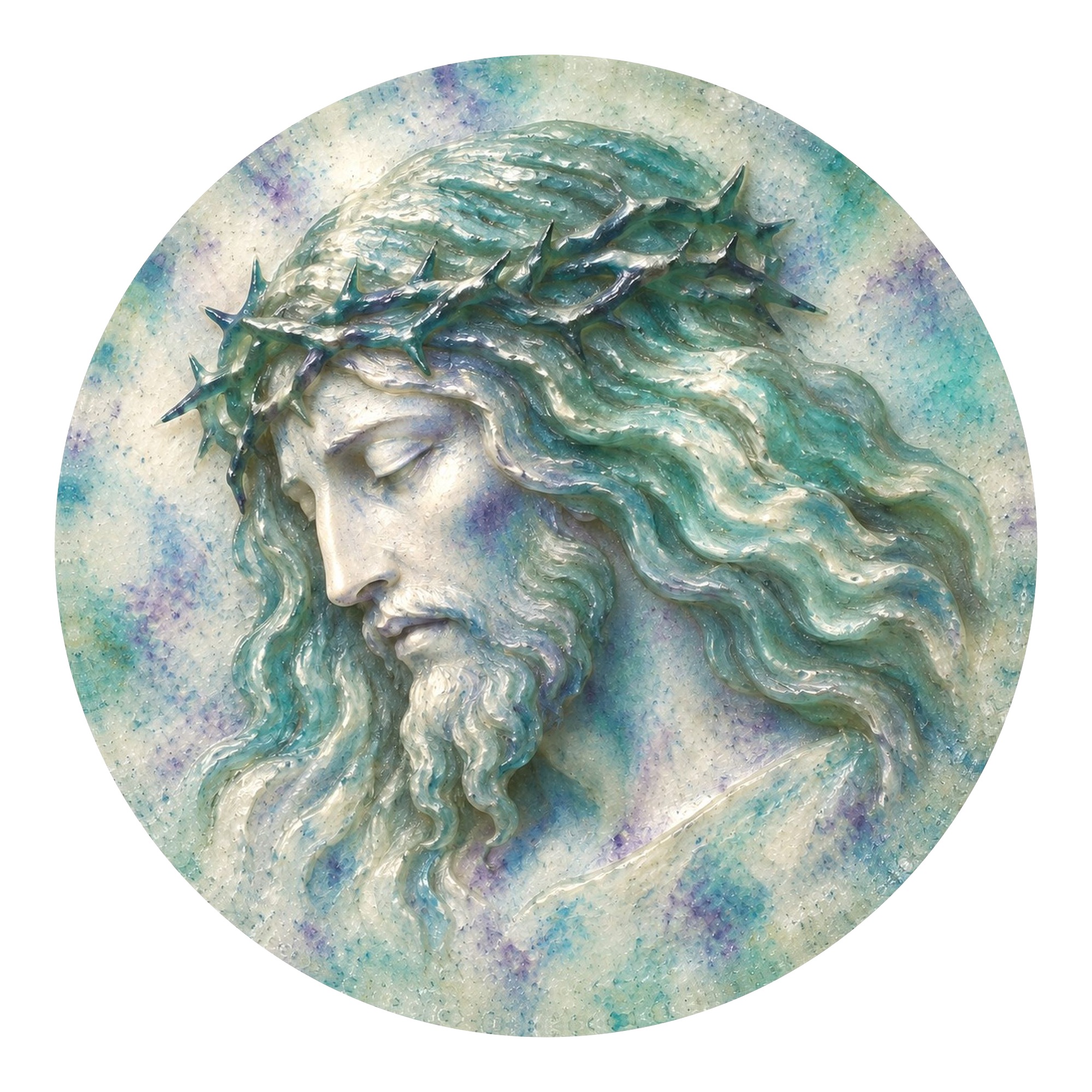 Jesus Portrait — round printed wall hanging