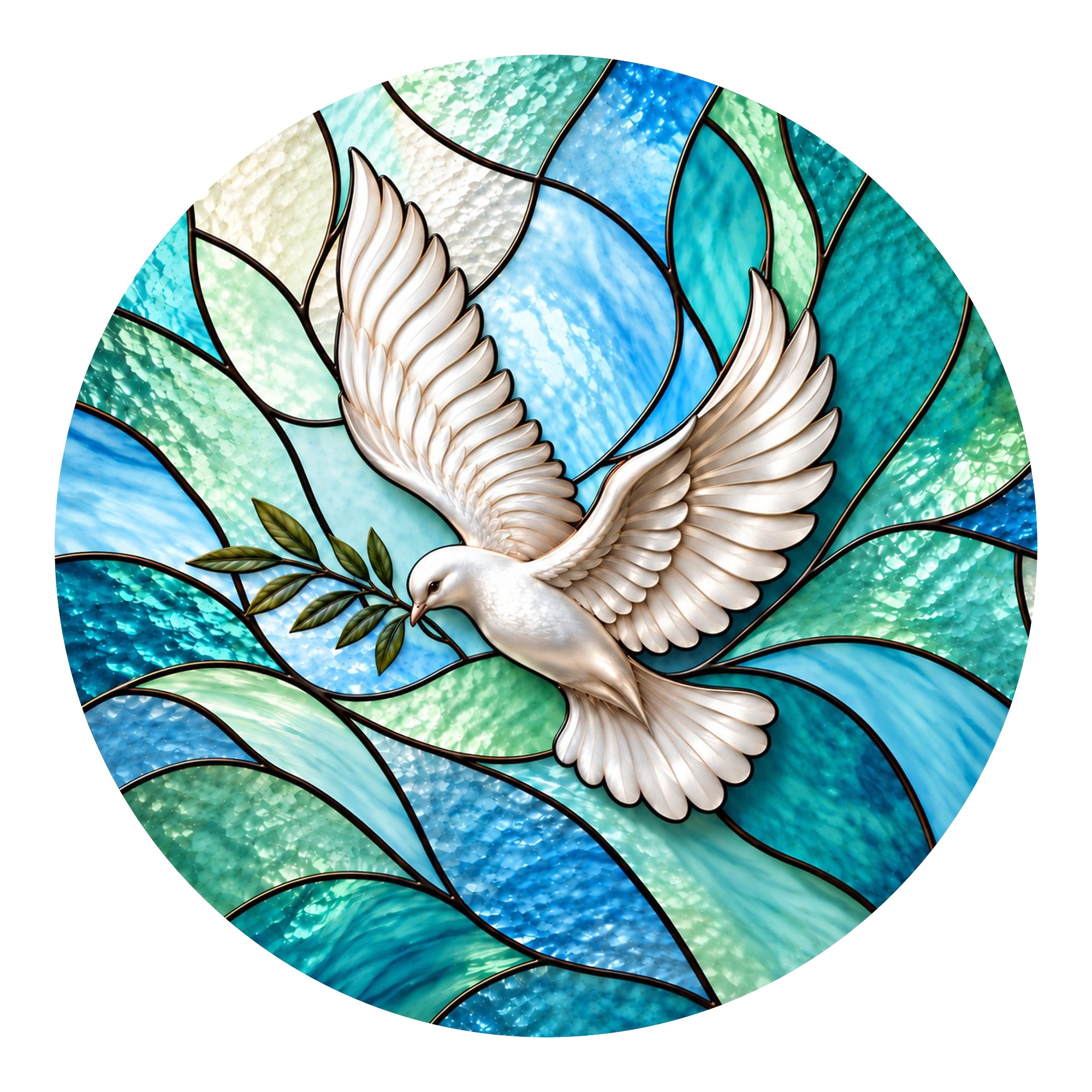 Stained Glass Dove — round printed wall hanging