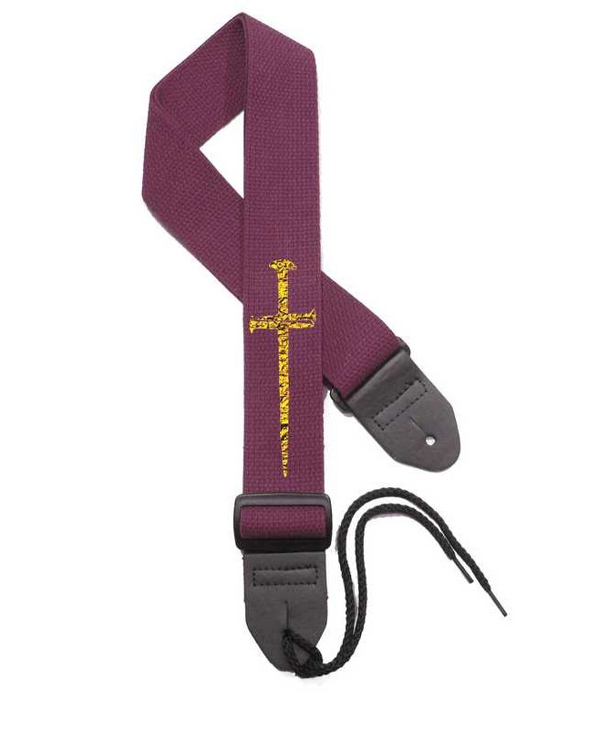 Maroon Strap / Gold Cross